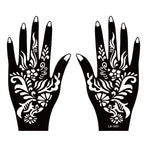 2 Sheets Hand Tattoo Decal Henna Stencil Temporary – Reusable Mehndi Design Template for Women & Girls