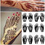 2 Sheets Hand Tattoo Decal Henna Stencil Temporary – Reusable Mehndi Design Template for Women & Girls